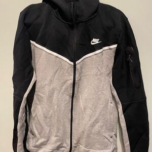 Nike Tech Black and Gray Zip-Up Hoodie